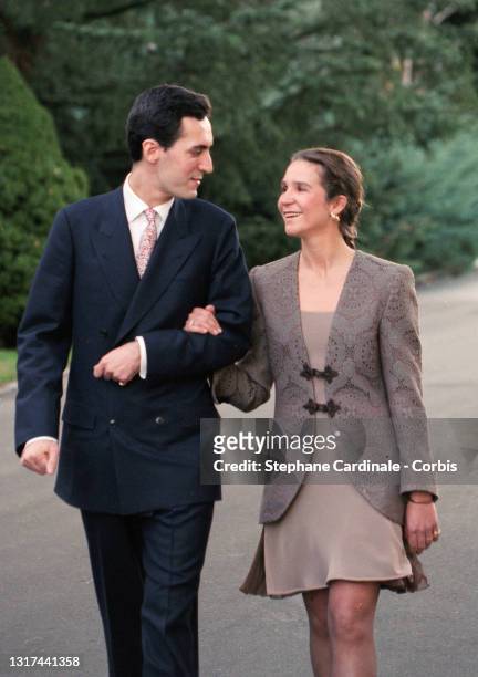 Infanta Elena of Spain and Jaime de Marichalar during their Engagement on November 26, 1994 in Madrid, Spain.