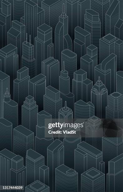 stockillustraties, clipart, cartoons en iconen met isometrische gebouwen wolkenkrabbers downtown metropolis architectuur onroerend goed - commercial real estate