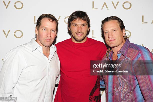 Actor Daniel Bernard Sweeney and NHL players Alex Ovechkin and Jeremy Roenick arrive to host pre NHL Awards at Lavo on June 22, 2010 in Las Vegas,...