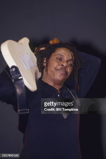 August 24: MANDATORY CREDIT Bill Tompkins/Getty Images Majek Fashek performing at Lincolnc Center on August 24th, 1994 in New York City.