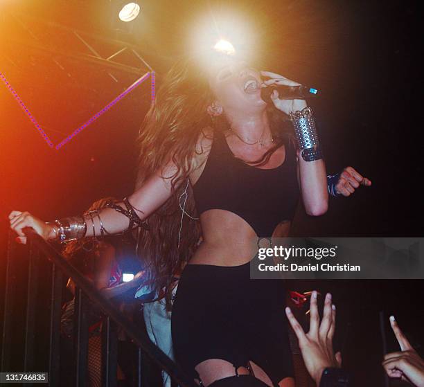 Miley Cyrus performing at G-A-Y, Heaven nightclub on June 06, 2010 in London, England.