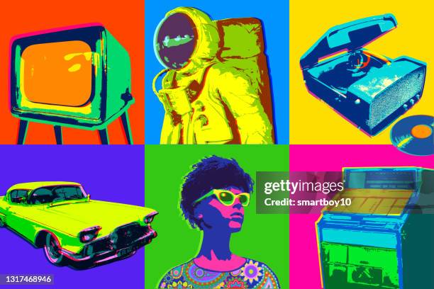 1960’s icon set - popart stock illustrations