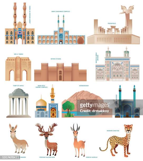 i̇ran symbols - masjid jami isfahan iran stock illustrations