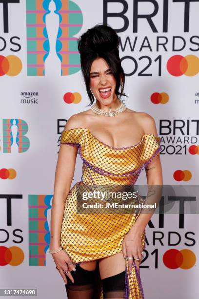 Dua Lipa poses in the media room during The BRIT Awards 2021 at The O2 Arena on May 11, 2021 in London, England.