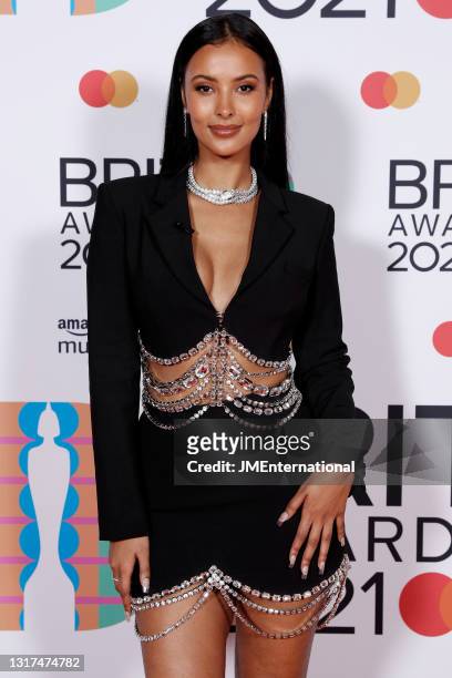 Maya Jama poses in the media room during The BRIT Awards 2021 at The O2 Arena on May 11, 2021 in London, England.