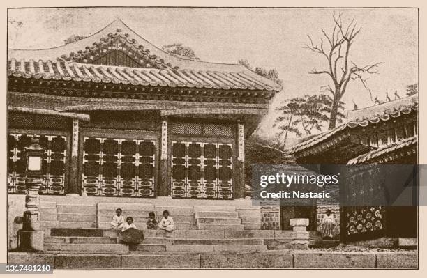 korean temples - gyeongbokgung stock illustrations