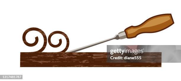 wood chisel - carving stock illustrations