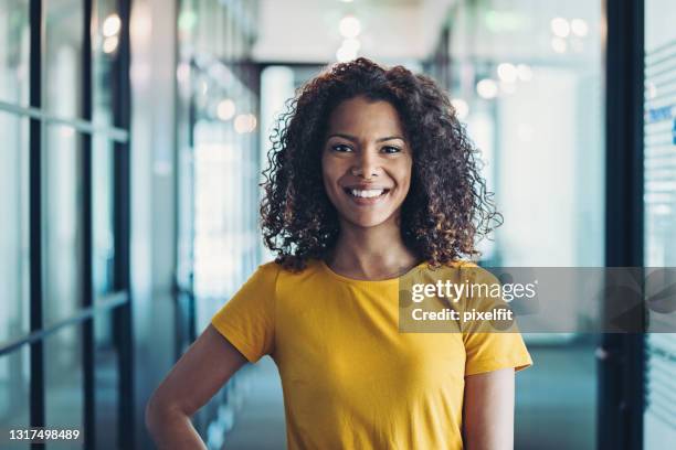 portrait of a beautiful african ethnicity woman - portrait yellow stock pictures, royalty-free photos & images