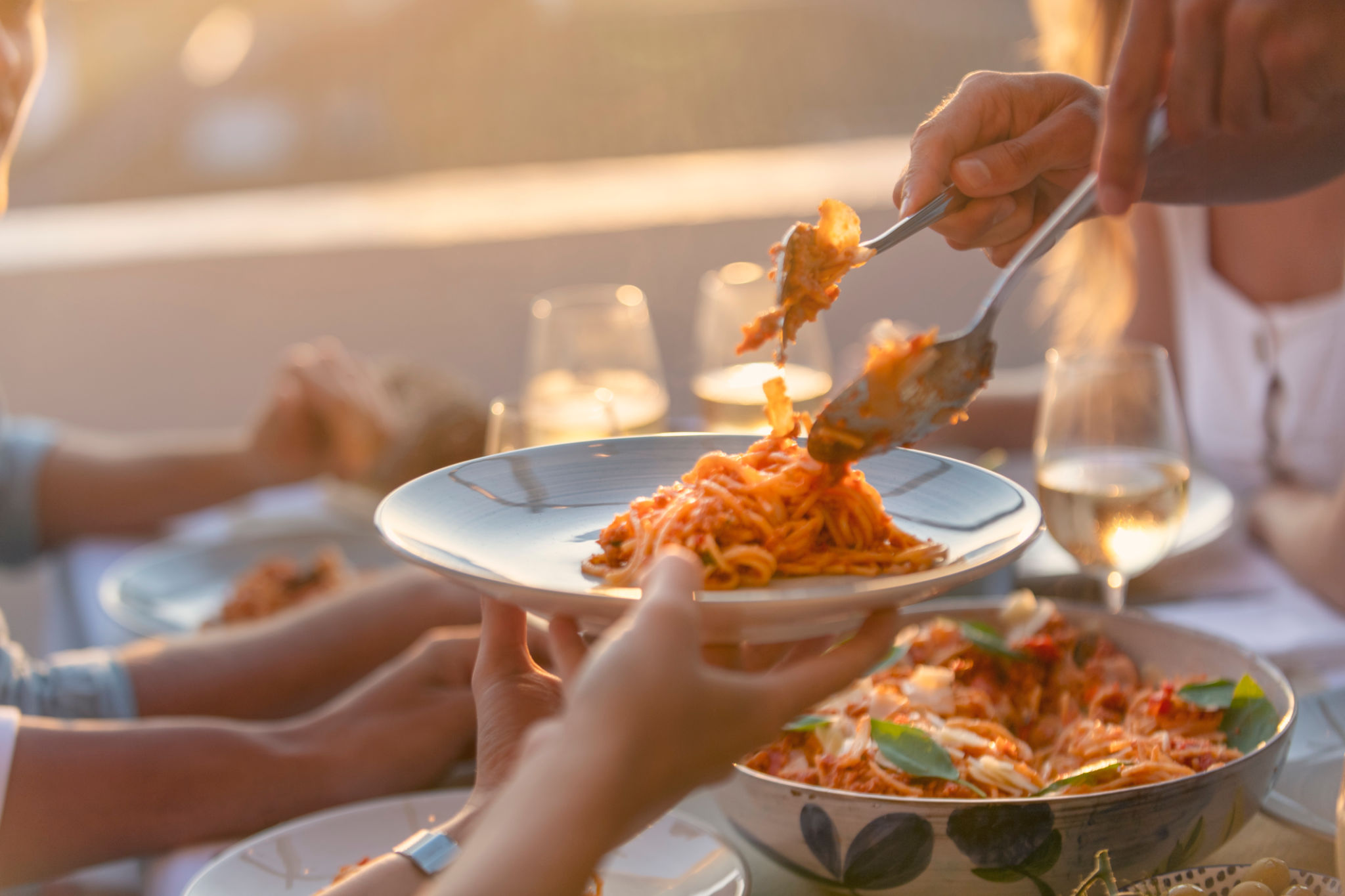 serving pasta