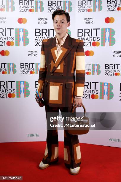 Harry Styles wins the Mastercard British Single award for Watermelon Sugar during The BRIT Awards 2021 at The O2 Arena on May 11, 2021 in London,...