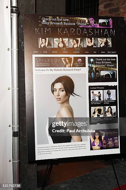 Kim Kardashian poster at the relaunch of her website kimkardashian.com at Tea Room on June 25, 2010 in Hollywood, California.