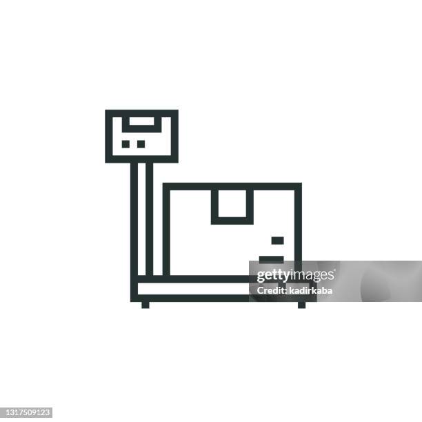 shipping weight line icon - cargo plane loading stock illustrations