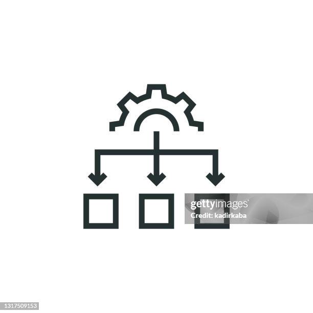 ilustrações, clipart, desenhos animados e ícones de ícone da linha de automação do fluxo de trabalho - organograma