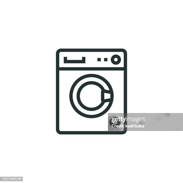 ilustraciones, imágenes clip art, dibujos animados e iconos de stock de icono de la línea de lavadora - lavadora