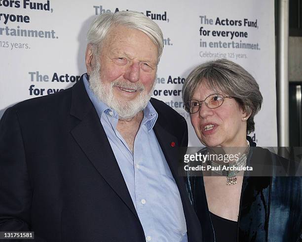 Actors Theodore Bikel and Tamara Brooks arrive at the Actors Funds 14th annual Los Angeles TONY Awards party at Skirball Cultural Center on June 13,...