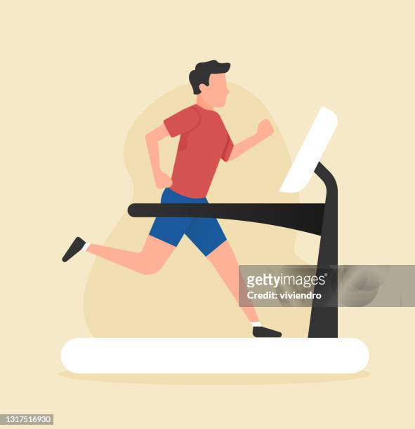 stockillustraties, clipart, cartoons en iconen met mens die loopbandillustratie met behulp van - treadmill