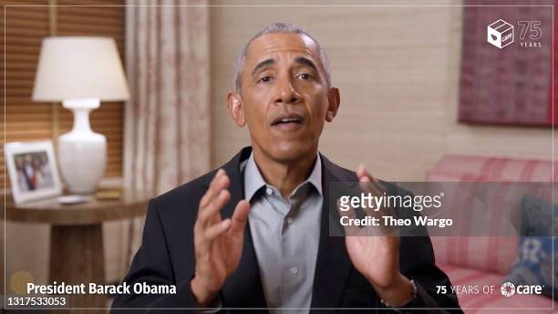 Frmr. President Barack Obama speaks during An Evening with CARE, Celebrating the 75th Anniversary of the CARE Package on May 11, 2021 in New York,...
