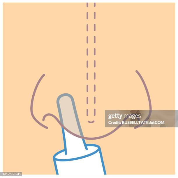frontansicht einsetzen von nasenspray - nasenspray stock-grafiken, -clipart, -cartoons und -symbole