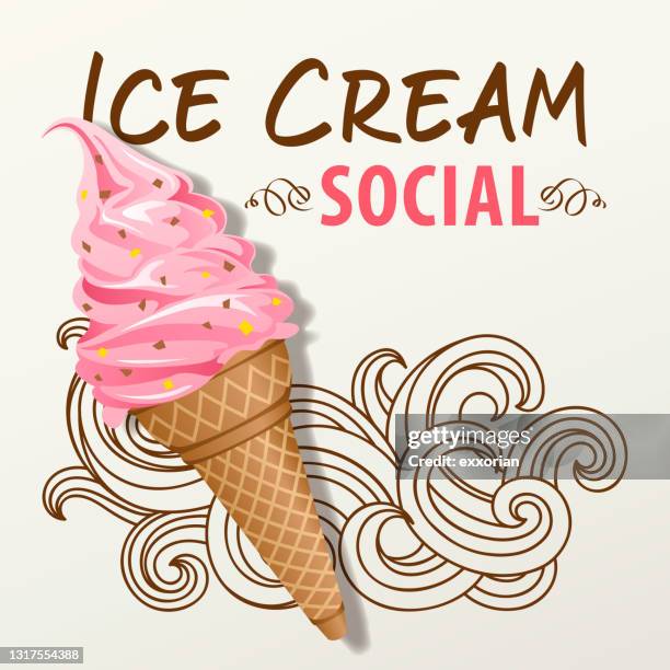 ilustraciones, imágenes clip art, dibujos animados e iconos de stock de helado social - ice cream