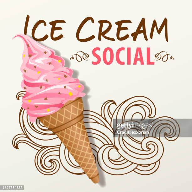 ice cream social - dessert stock illustrations