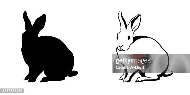 hare posing silhouette - animal ear stock illustrations