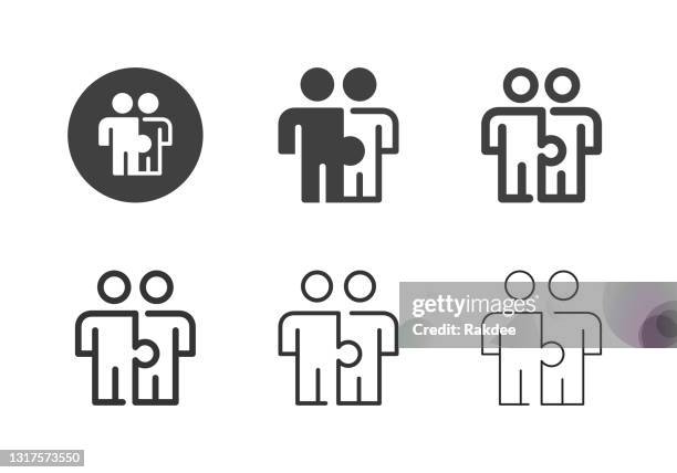 human puzzle icons - multi series - human interest stock illustrations