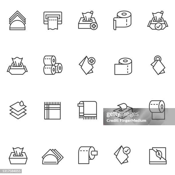 stockillustraties, clipart, cartoons en iconen met servetten en toiletpapier pictogram set - rolled up