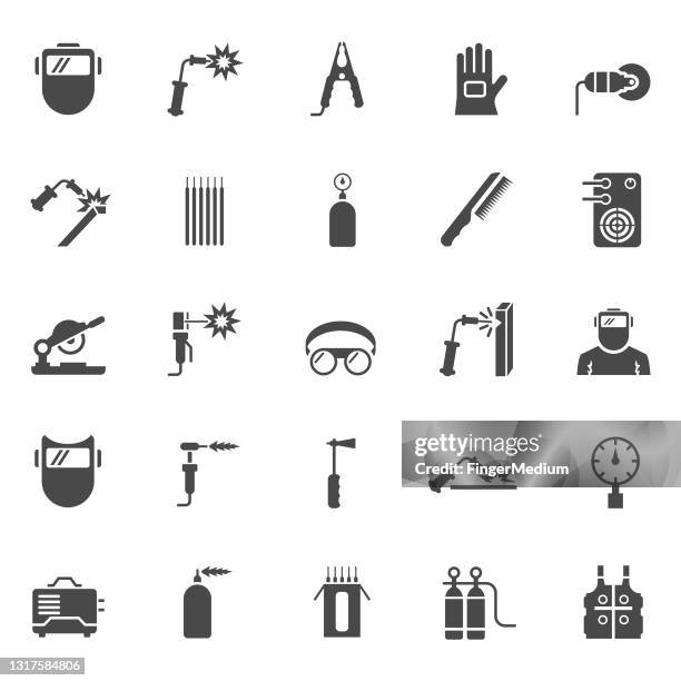 ilustraciones, imágenes clip art, dibujos animados e iconos de stock de conjunto de iconos de soldadura - soldado