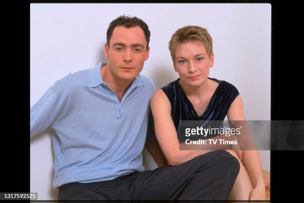 Holby City actors Ian Curtis and Sarah Preston who play Ray Sykes and Karen Newburn respectively, circa 1999.