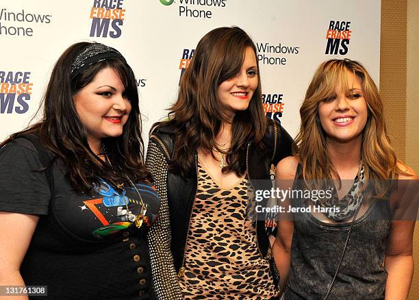 Musicians Maya Ford, Brett Anderson and Allison Robertson of the band The Donnas visits Windows Phone at the 18th Annual Race to Erase MS event...