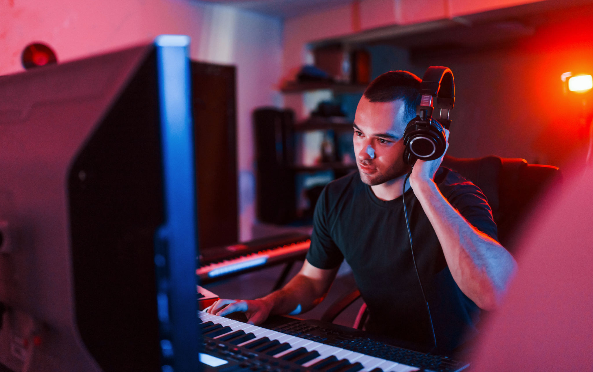 music producer at work