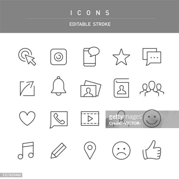 ilustraciones, imágenes clip art, dibujos animados e iconos de stock de iconos de las redes sociales - serie de líneas - mapa localizador