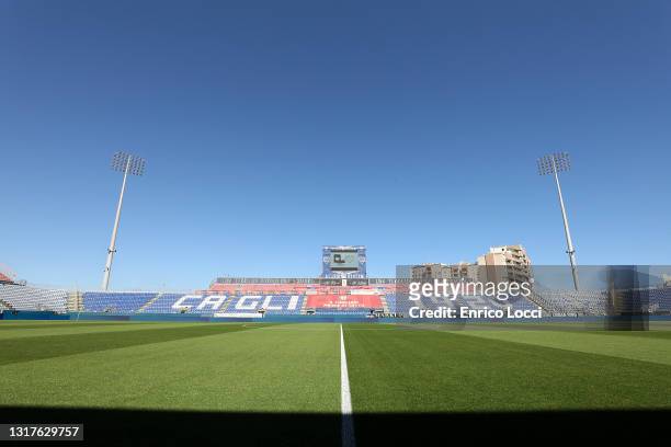 Overview of the stands of the Sardegna Arena stadium during the Serie A match between Cagliari Calcio and ACF Fiorentina at Sardegna Arena on May 12,...