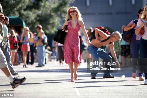 Actress Reese Witherspoon acts in a scene from Metro-Goldwyn Mayer Pictures'' comedy "Legally Blonde.",