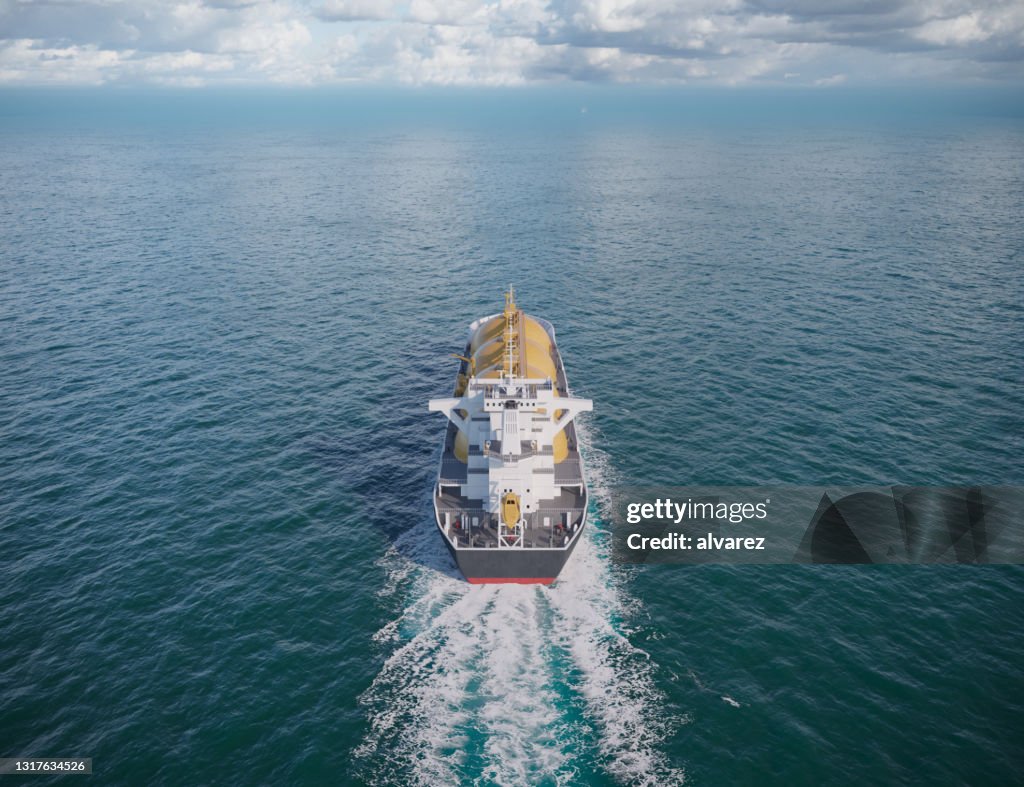 3D-Rendering von LNG-Tanker segeln in offener See