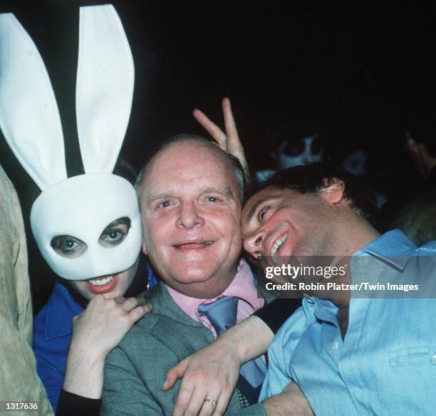 Liza Minnelli, left, Truman Capote, center, and club owner Steve Rubell pose for a photo at Studio 54 in the 1980''s in New York City.