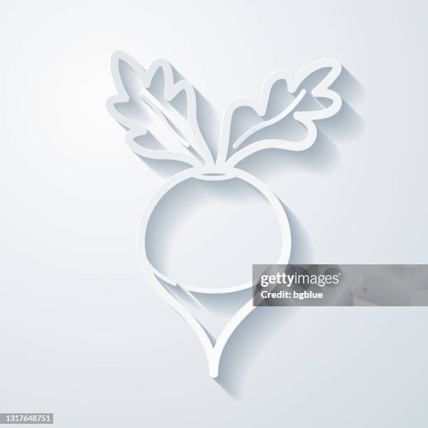 radish. icon with paper cut effect on blank background - beet white background stock illustrations