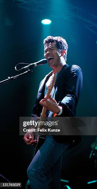 Dougy Mandagi of australian alternative rock band The Temper Trap performs on day 4 at the 40th Roskilde Festival on July 4, 2010 in Roskilde,...