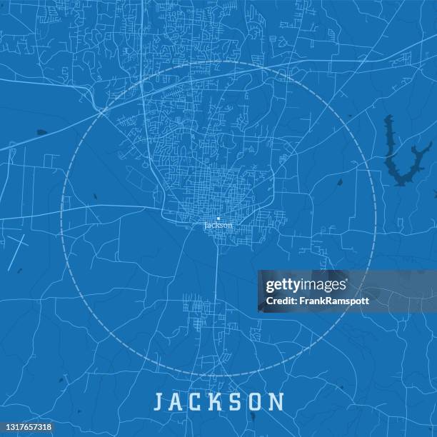 jackson tn city vector road map blue text - jackson tennessee stock illustrations
