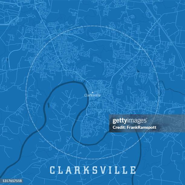Clarksville Tn City Vector Road Map Blue Text High-Res Vector Graphic