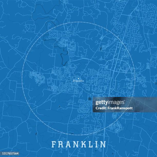 franklin tn city vector road map blue text - franklin stock illustrations