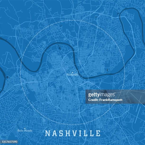 stockillustraties, clipart, cartoons en iconen met nashville tn city vector road map blauwe tekst - nashville
