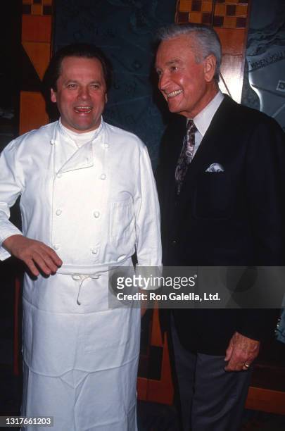 Wolfgang Puck and Bob Barker attend Janice Pennington Book Party at Spago in West Hollywood, California on January 13, 1993.