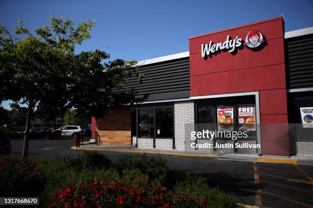 View of a Wendy's restaurant on May 12, 2021 in Pinole, California. Wendy's reported first quarter earnings that beat analyst expectations with...
