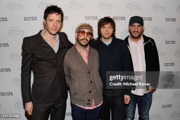 Musicians Damian Kulash, Tim Nordwind, Andy Ross, Dan Konopka of OK GO arrives at the Range Rover Evoque VIP launch party at Cecconi's Restaurant on...