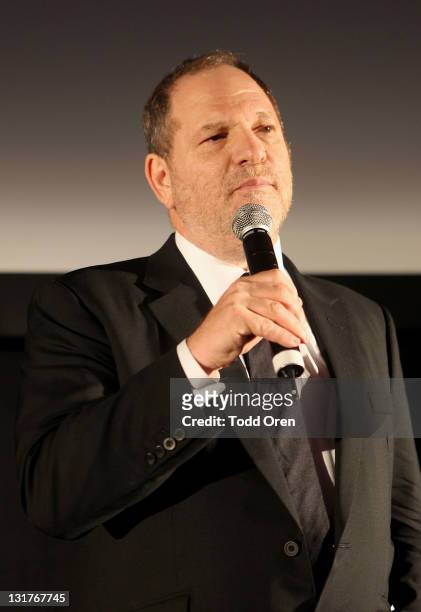 Harvey Weinstein speaks as part of The Weinstein Co. Celebrates "I Don't Know How She Does It" Presented By vitaminwater at the Martinez Hotel on May...