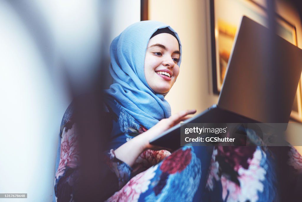 Young Middle Eastern Female Working from Home