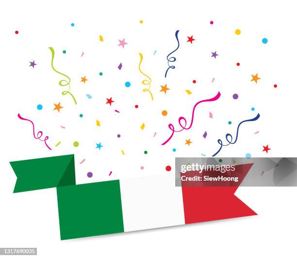 stockillustraties, clipart, cartoons en iconen met de banner van de viering - italiaanse vlag