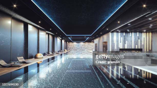 lyxig pool med longue-område - hotel suite bildbanksfoton och bilder