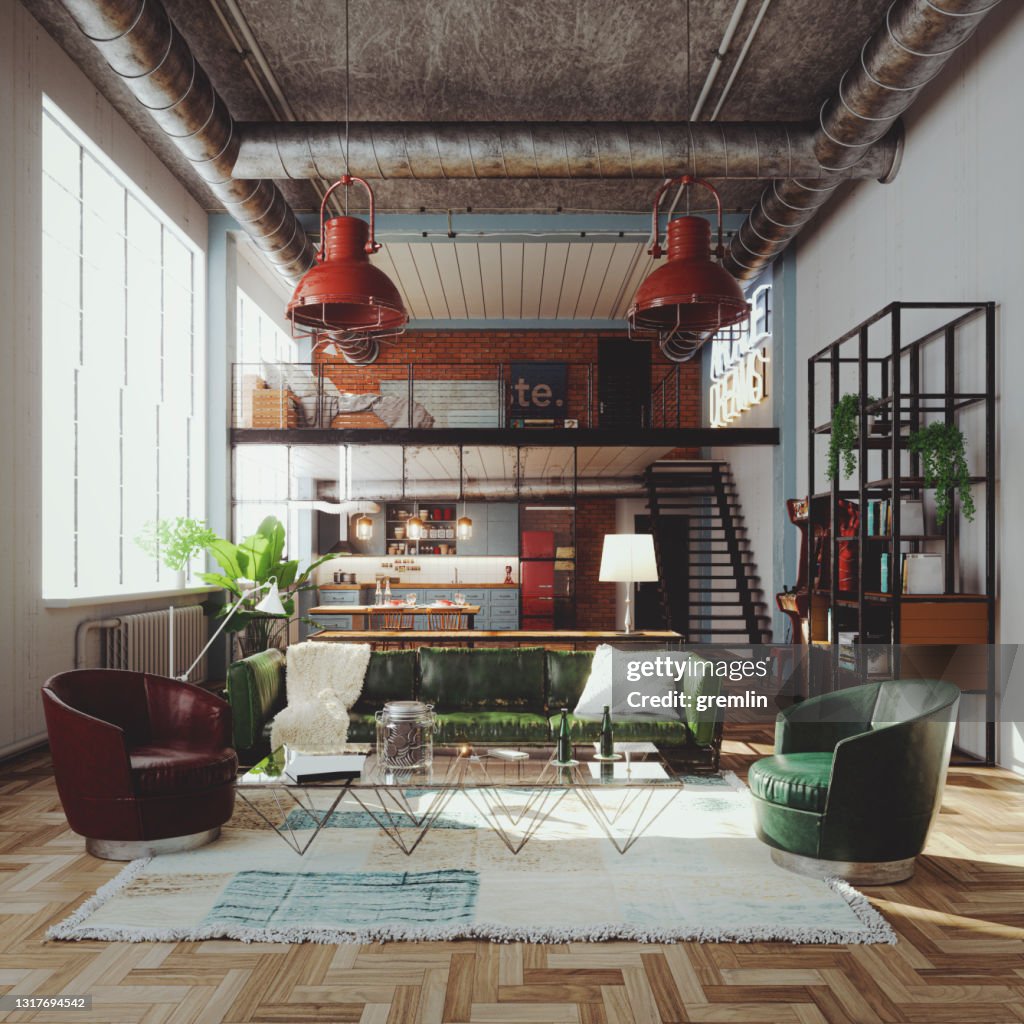 Loft apartment retro style